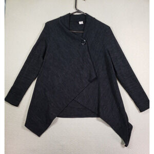 Christine Gerard Sweater Womens‎ Medium Stretch One Button Knit Long Sleeve Gray